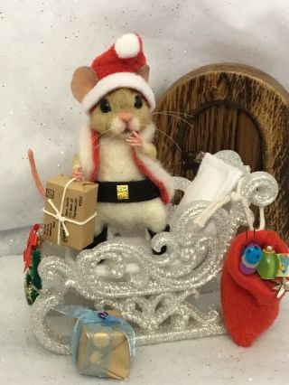 Needle Felted Mouse ‘santa’ Mice Handmade Teddy Doll Gift Ooak By Suzanne X 