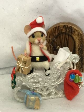 Needle Felted Mouse ‘Santa’ Mice Handmade Teddy Doll Gift Ooak By Suzanne X  2