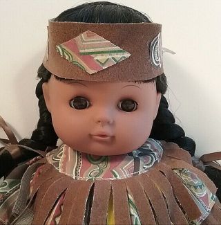 Native American Indian Vinyl Baby Doll Sleepy Eyes Cloth Body Gi Go Toys 1990 