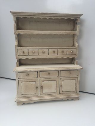 Aged Distressed Pretty Painted Dolls House Kitchen Dresser Dollhouse