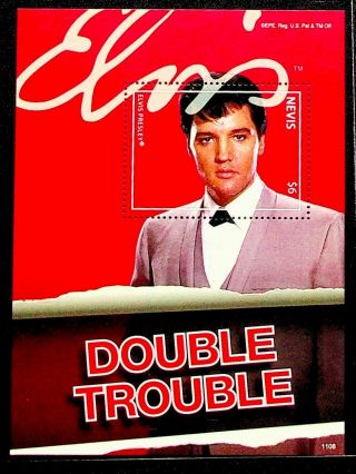 Nevis $6 Elvis Presley Hollywood Movie Double Trouble Sheet