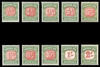 Australia 1958 Postage Due Set Complete Mnh.  Sg D132a - D141.  Sc J86 - J95.