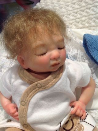 Reborn Byron Mini Baby Boy 12 " With Bend Legs By Denise Pratt Rooted Hair