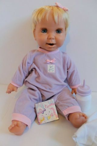 2002 Mattel Miracle Moves Life - Like Baby Doll,  Outfit - 2 Diapers - Bottle