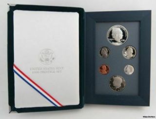 1990 Eisenhower Centennial Prestige Proof Set 6pc Box Silver Dollar