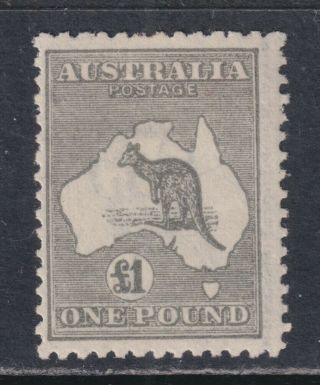 Australia Sg 75 Scott 57 F/vf Og Lh 1924 £1 Gray Kangaroo 3rd Watermark Scv $900