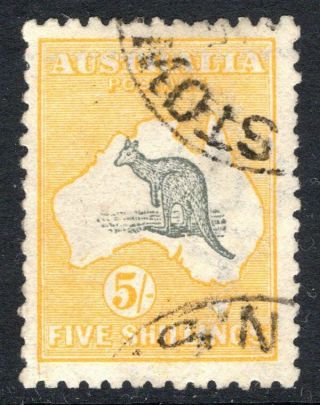 Australia 1915 5/ Yellow And Grey 2nd Wmk Kangaroo Sg 30; Scott 44