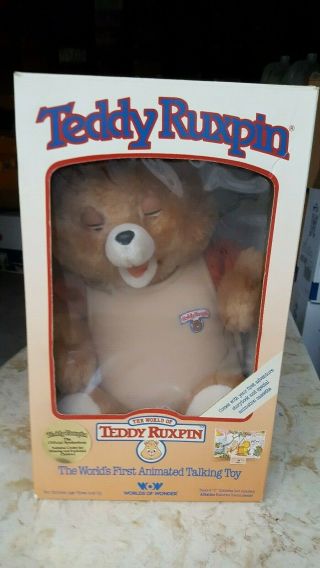 1985 Vintage Teddy Ruxpin Toy Bear With Box And Instructions.