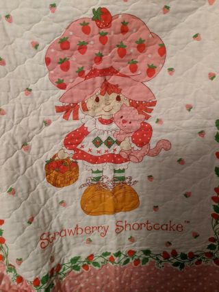 Vintage Strawberry Shortcake Quilt 42 " X 33 "