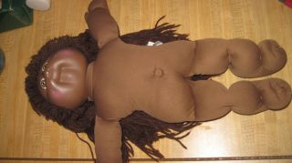 1982 Cabbage Patch Kid 16 " Black African American Girl Doll Long Yarn Hair