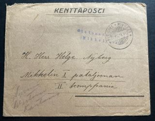 1918 Mikkeli Poland Field Post Office Stampless Cover Locally Ww1