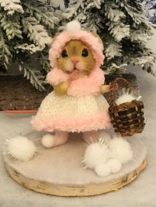 Needle Felted Mouse ‘emily’ Doll Animal Handmade Mice Bear Ooak By Suzanne 
