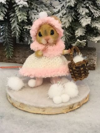 Needle Felted Mouse ‘Emily’ Doll Animal Handmade Mice Bear Ooak By Suzanne  3