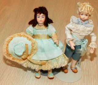 Vintage Bisque Doll - Boy And Girl 4 1/2 " Tall