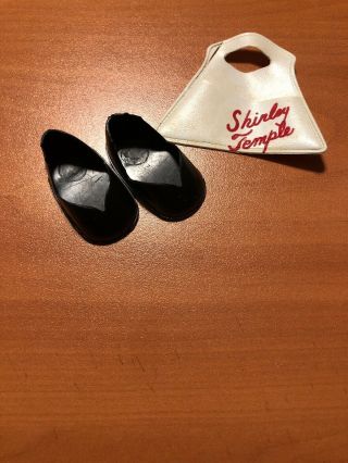 Vintage 1950’s Shirley Temple Doll Black Shoes & Purse For 12” Doll