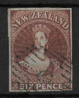 Zealand 1862 - 1864 6d Red Brown Wmk Large Star Sg 43 Signed Buhler