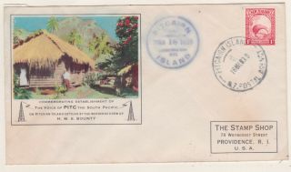 1938 Pitcairn Island Pictorial Env Hms Bounty Zealand Postal Agency Nz 1d