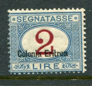 Eritrea Italian Colonies 1920 - 26 Postage Due 2 Lire Mh Stamp Cat Euro 2600