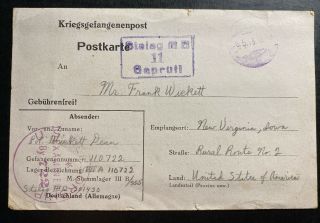 1943 Germany Stalag 3b Prisoner Of War Pow Postcard Cover To Virginia Ia Usa