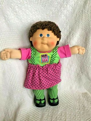 Htf 30 Headmold Cabbage Patch Kid Girl Brown Single Pony Blue Eyes Htf Outfit