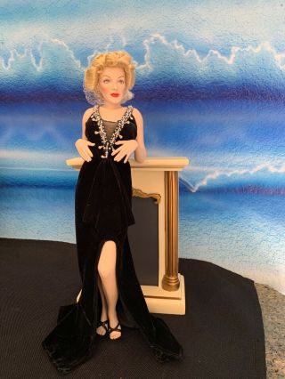 Franklin Marilyn Monroe Porcelain Doll With Black Dress And Fire Place