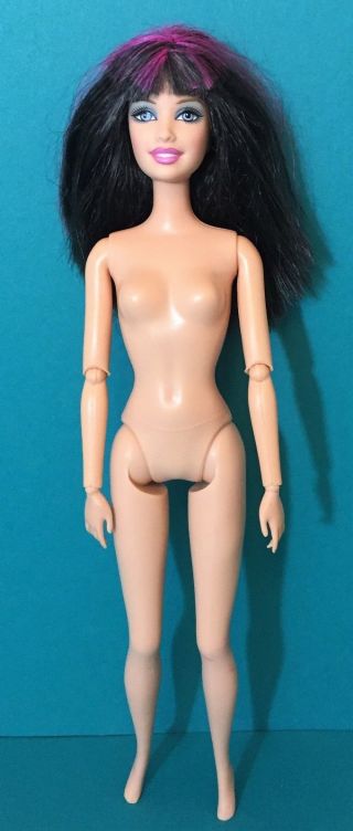 Barbie Raquelle Black Hair Pink Streaks Bangs Nude Doll Fashion Fever OOAK Play 2