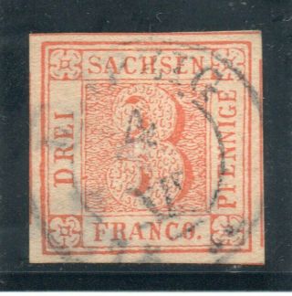 Saxony German States 1850,  Sc.  1 Leipzig 4 Huge Margins,  Cv 8000$