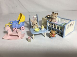 Calico Critters/sylvanian Families Nursery,  Light Up Crib,  Stroller & 2 Babies