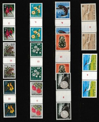 Pre Decimal,  Pacific,  Zealand,  1960 Pictorial Gutter Pairs W No 