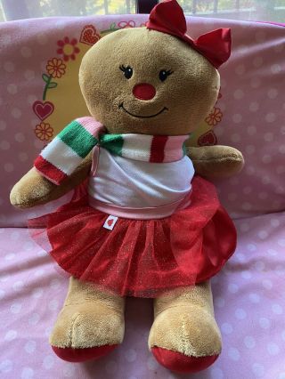 Build A Bear Gingerbread Girl Plush Christmas Outfit Bow Limited Edition Babw