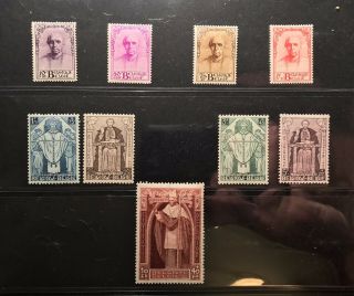 Belgium Stamps Cardinal Mercier B114 - 122 Mi 333 - 341 Mnh/og Set 1932