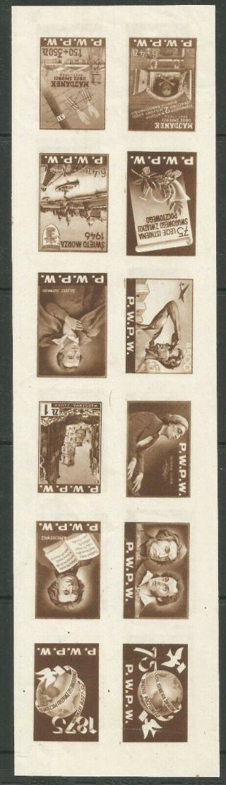 POLAND,  JUDAICA,  BLOK OF 12 PROOFS WITH PRINT ON BOTH SIDES,  ONE INVERTED,  SCARE 3