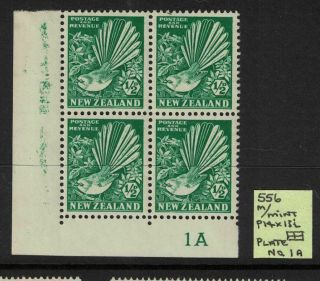 Zealand Stamps 1935 - Collared Fantail - 1/2d Plate Corner Block Mnh Sg556