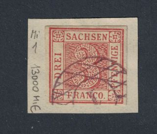 Sachsen 1850 Mi 1,  8000€,  Ans