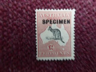 AUSTRALIA - ROO 1934 CofA Wmk £2 ' Black,  Red ' Specimen SG138s MH 2