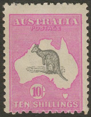 Australia 1918 Kgv Roo 10sh Grey,  Bright Aniline Pink Sg43a Cat £500