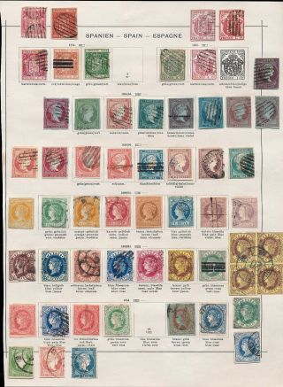 Spain 1854/64 Imperfs M&u On Page (55,  Items) (a129