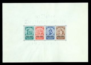 Germany 1933 Semi Postal Deutsches Nothilfe Block Sc B58 (mi Block 2) Mnh