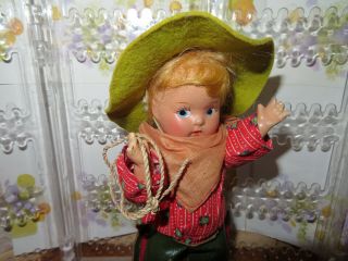 Vintage Vogue Ginny Composition Toddles Rodeo Cowboy Doll - 8 " Rare Type