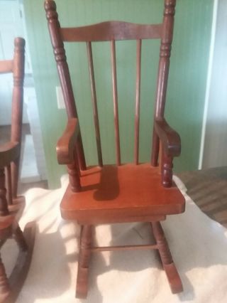 15 and 16 inch Brown Wooden Doll or Bear Rocking Chairs 3