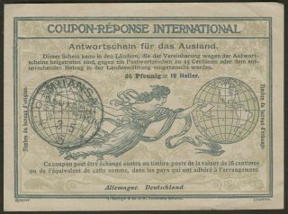 Germany 1915 25pf International Reply Coupon Muansa German East Africa