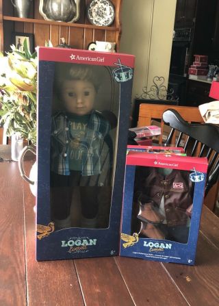 American Girl Boy Logan Doll Set With Extra Outfit 18 "