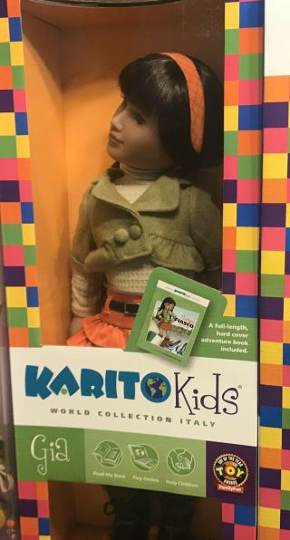 Karito Kids Giving Girls Gia Doll 21 " From Italy With Book Rare