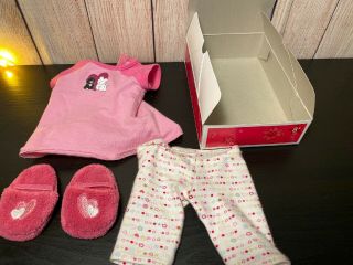 My American Girl I Love Pets Pajamas Pjs & Slippers W/ Box - Ag For 18 " Dolls