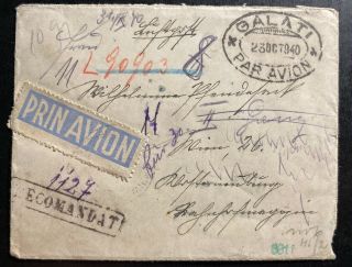 1940 Galati Romania Airmail Censored Cover To Vienna Austria Germany