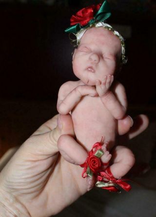 Full Bodied 5 Inch Polymer Clay Baby Girl Ooak Sculpture Very Detailed