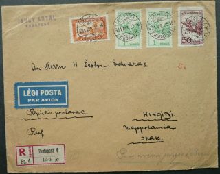 Hungary 25 Apr 1931 Registered Airmail Cover From Budapest To Iraq - See
