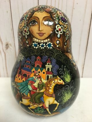 Russian Fairy Tale Matryoshka Chime Bell Hand Painted,  Signed
