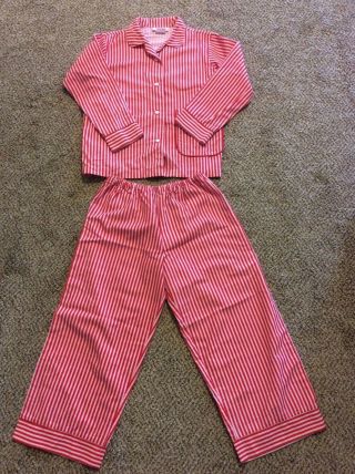 American Girl Red Stripe Molly Pj’s Girl Size Medium 2 Piece Set