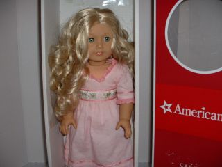 Retired American Girl Doll Caroline With Her Hat And Box